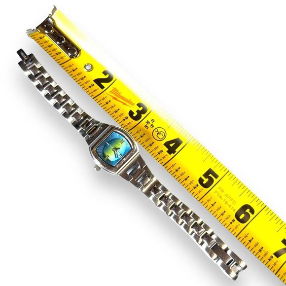 Retro Fossil F2 Watch Womens Stainless Steel Quartz Blue Yellow Dial WORKS - Picture 7 of 7